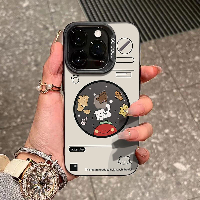 动物洗衣机适用苹果1615手机壳iphone14Promax磨砂13软12防摔11xs