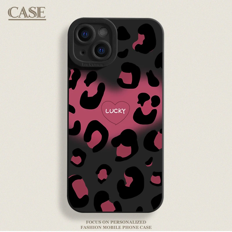 爱心豹纹适用iPhone15ProMax手机壳16苹果14硅胶13软7p12男女11xs