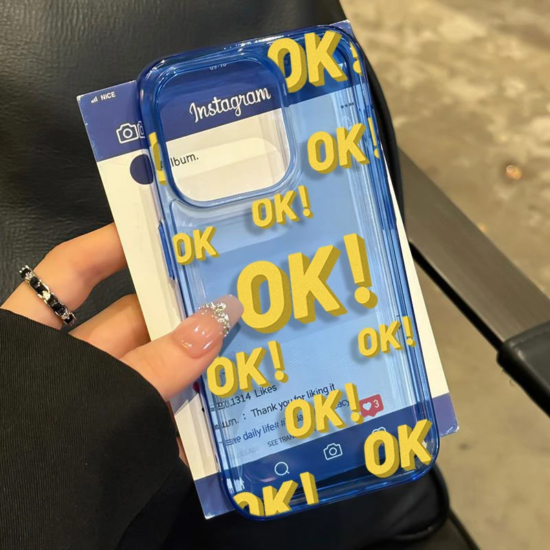 满屏OK英文适用iphone16/15/14promax苹果11手机壳13软12防摔可爱