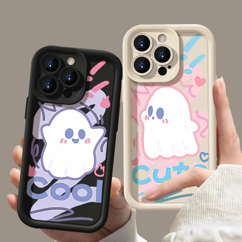 幽灵情侣苹果15手机壳14ProMax软硅胶iPhone13女11全包12防摔XSXR