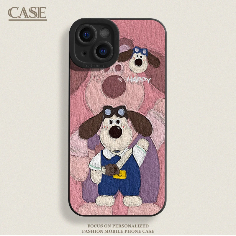 油画掌门狗适用iPhone16ProMax手机壳15苹果14软13瞳影12磨砂11xs