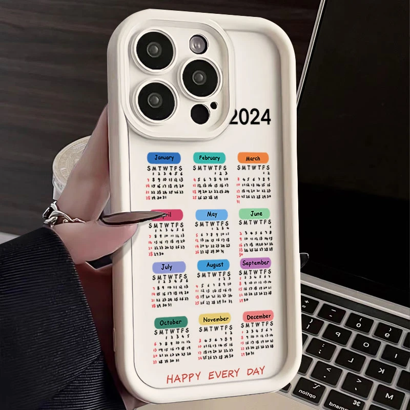 2024年日历创意苹果15手机壳14ProMax软硅胶iPhone13女11全包12 X