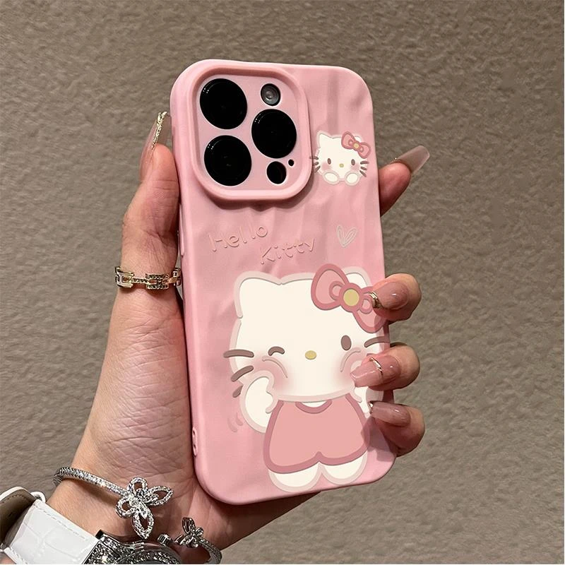 捏脸凯蒂猫苹果iphone15P新年手机壳14promax褶皱13pro高级12/11
