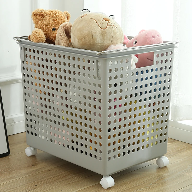 特大号脏衣篮衣物收纳筐装衣服杂物收纳盒带轮卫浴家用脏衣篓镂空