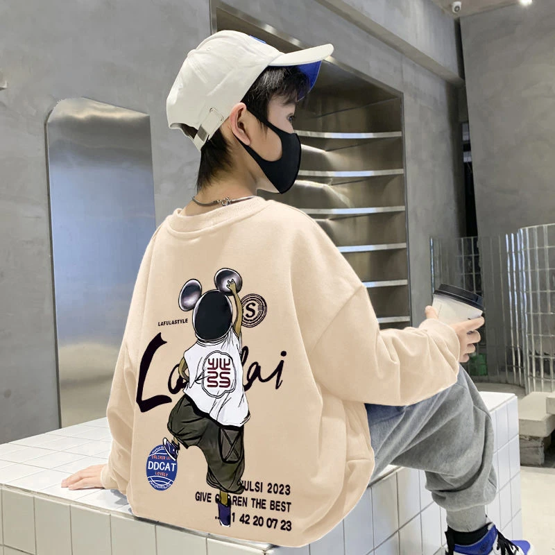 【编码1-20】2025新款春秋季男童卫衣卡通印花宽松儿童男孩帅气上衣