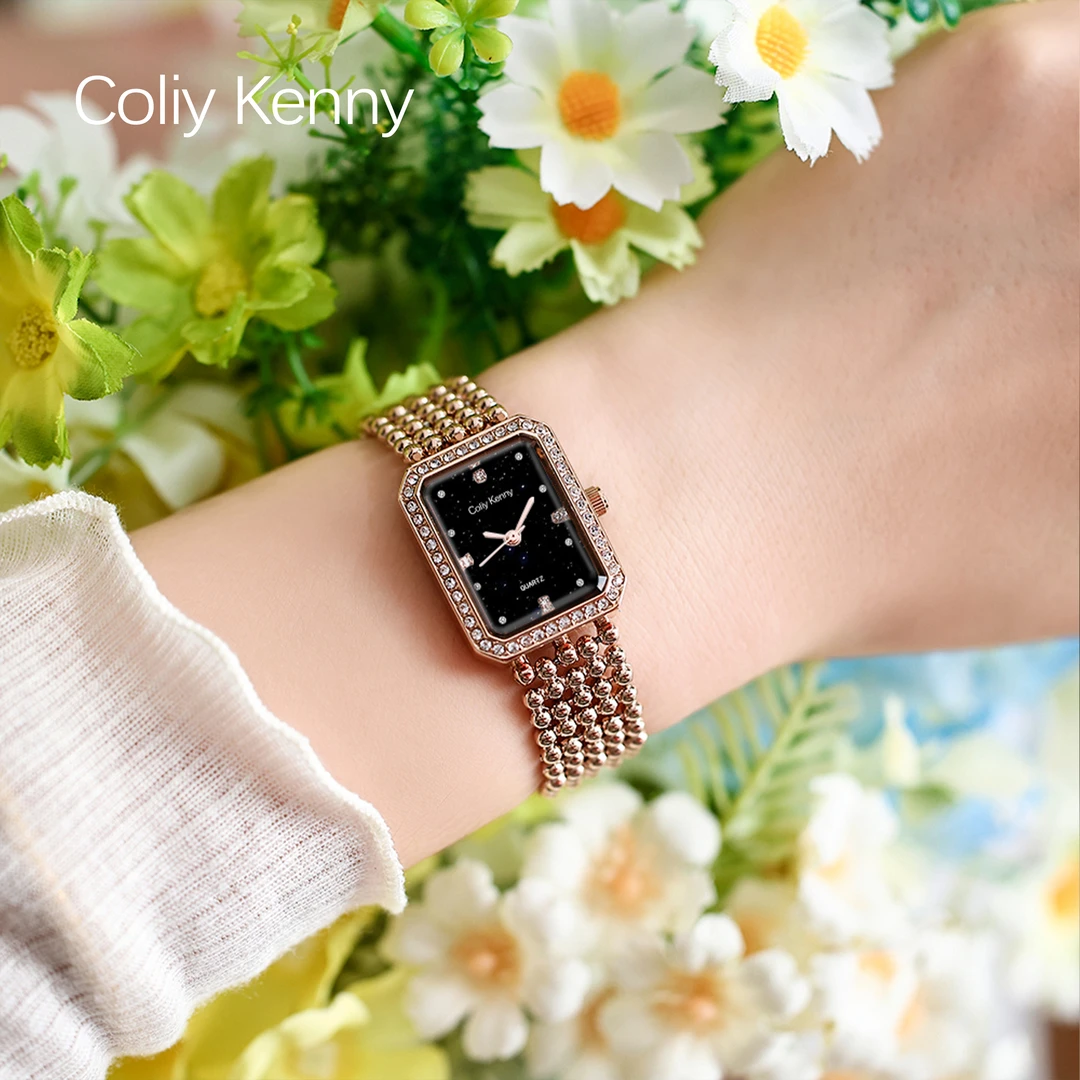 新款手表星空气质镶钻轻奢百搭时尚精致小方表防水女腕表CK女表