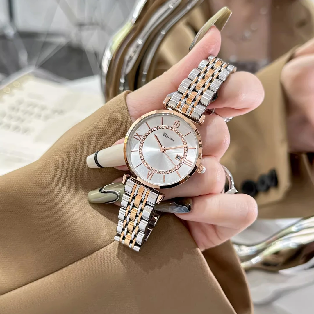 摩天轮女表时尚气质轻奢百搭精致原装防水日历手表女款腕表