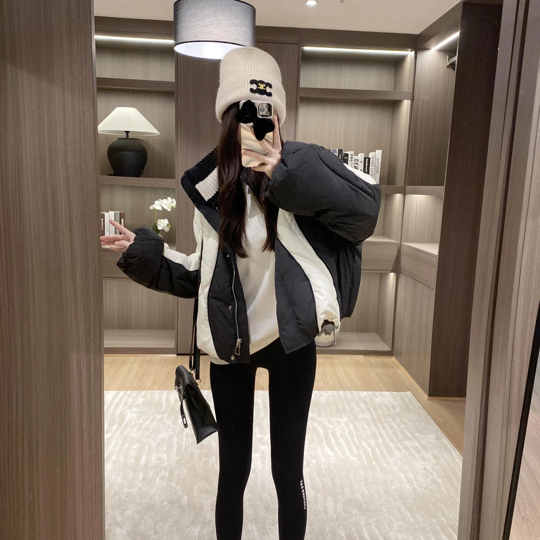 TIMX个性撞色针织拼接时尚设计师款女款羽绒服 JHYRSJ2320
