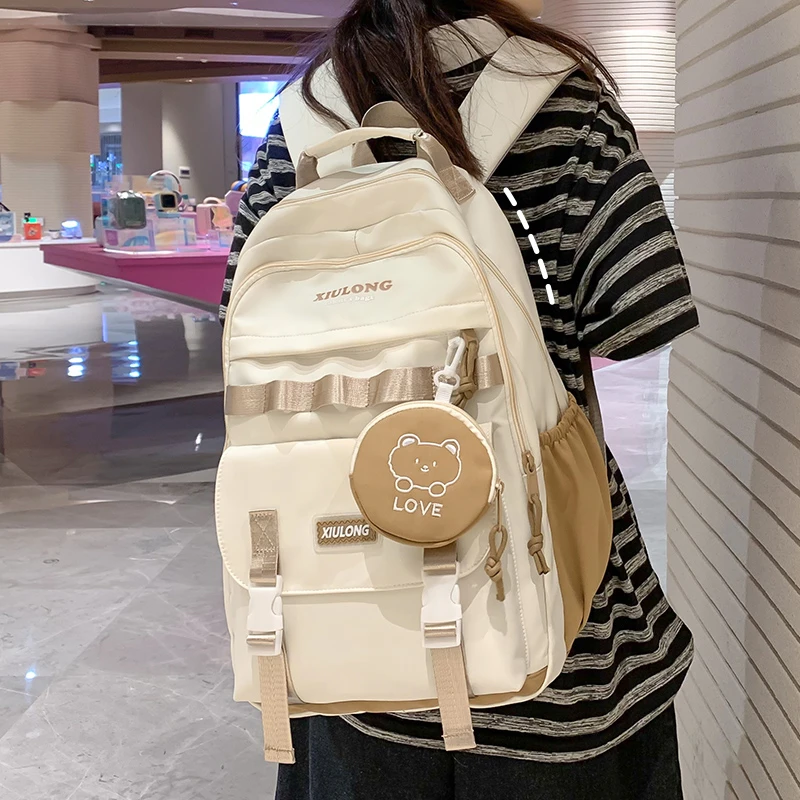 高颜值书包女初中生小学生大容量双肩包高中生大学生可爱少女背包