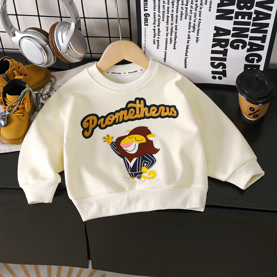 2025新款儿童秋季卫衣华棉拼色卡通上衣长袖男童女童外穿打底舒适