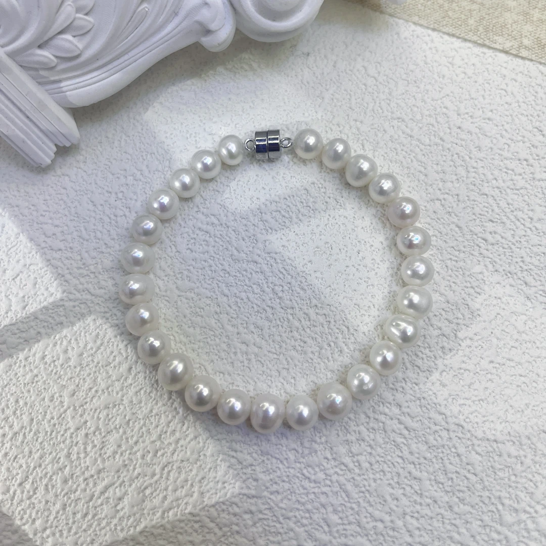 S0038 7-8mm淡水无核珍珠手链气质强光经典简约百搭