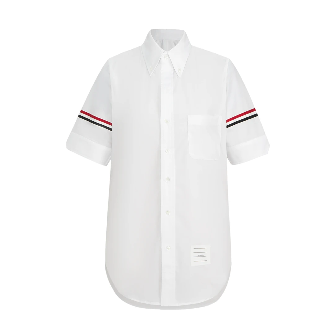 【小鱼】女款-府绸双臂织带短袖衬衫-经典简约时尚百搭显瘦显高