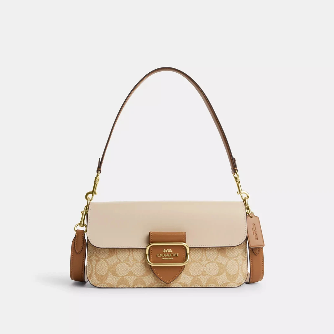 COACH/蔻驰Morgan27卡其拼色腋下单肩斜跨包CR332 IMWQ4(26*13*6)