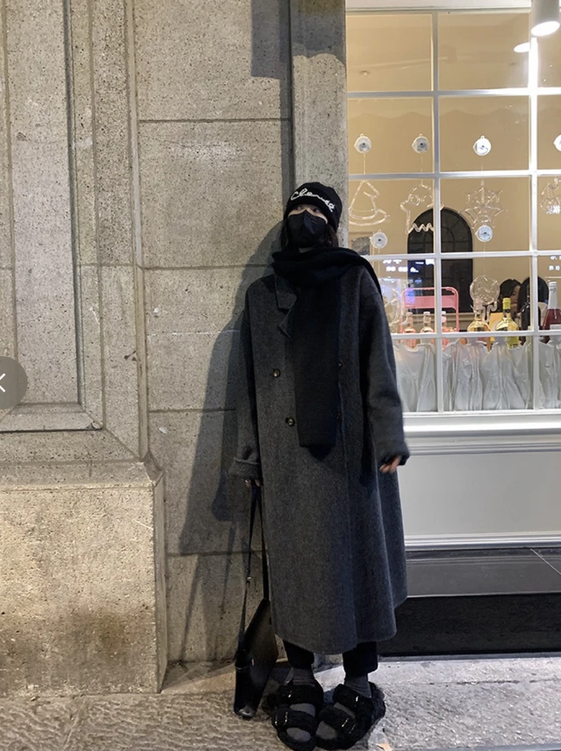 双面羊毛呢秋冬氛围感慵懒时尚高端美澳骆驼绒大衣双面呢外套