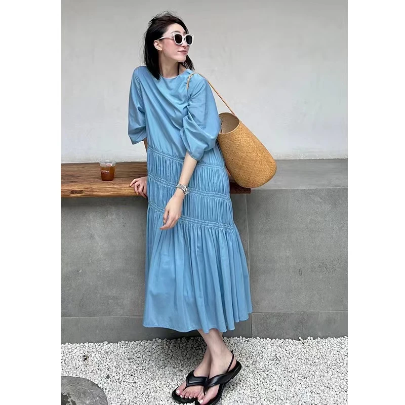 中长款轻盈飘逸纯棉休闲版型慵懒度假风宽松连衣裙夏装裙子