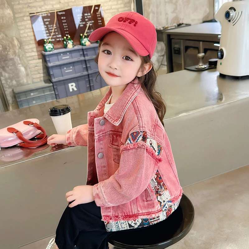 女童牛仔外套洋气儿童春秋新款女宝宝休闲夹克衫时髦小童韩版上衣