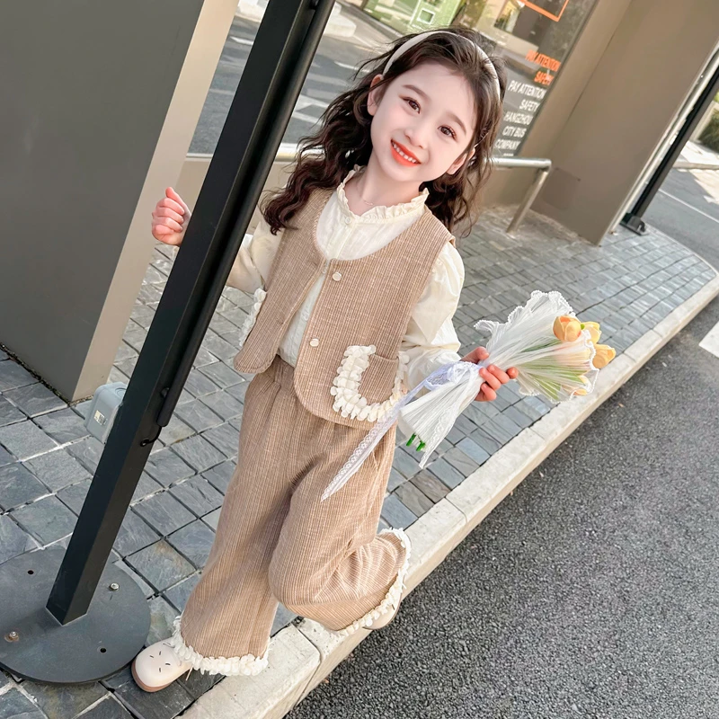 女童小香风套装洋气儿童春秋装时髦女宝宝网红三件套时尚小童衣服