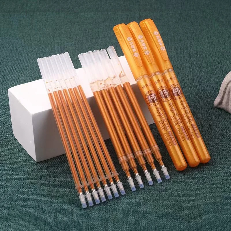 金色笔+笔芯0.7mm子弹头管描金色笔替芯描金笔