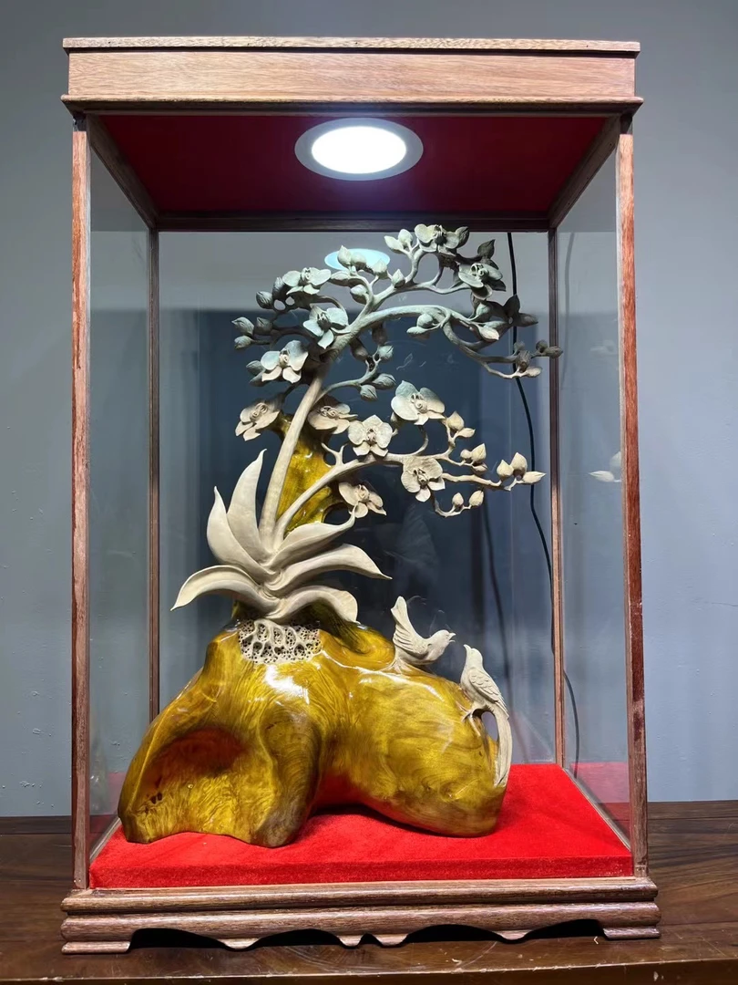 小叶金丝楠木精雕新品，蝴蝶兰，规格长58宽31高90