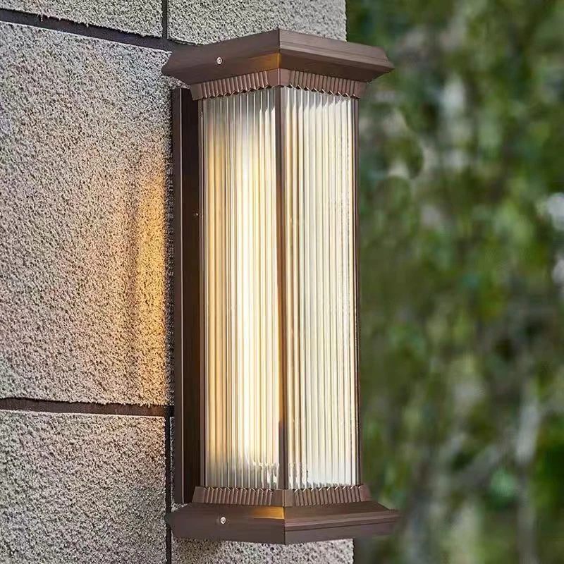 户外庭院灯新中式防水壁灯太阳能长虹平盖别墅入户围墙大门挂墙灯