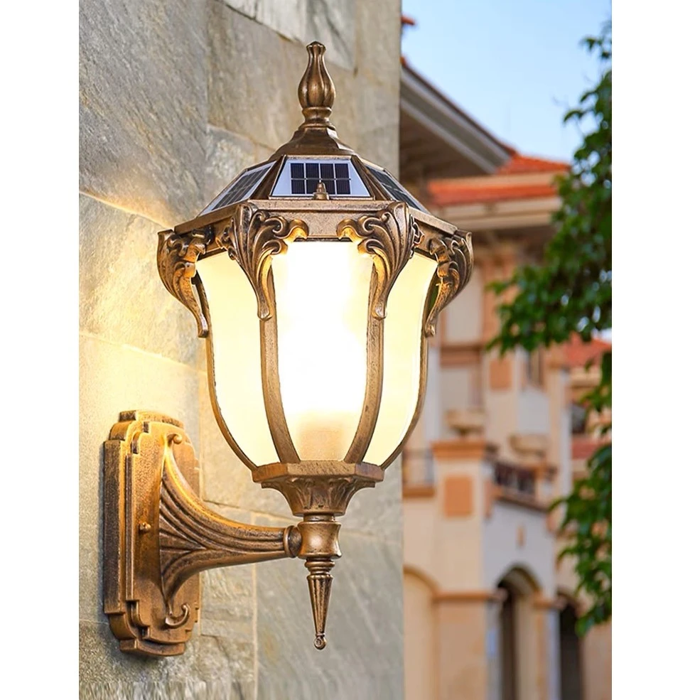 太阳能花蝴蝶款户外壁灯欧式围墙院子庭院灯别墅室外走廊阳台防水