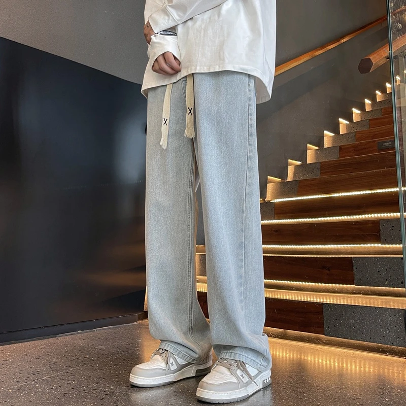 潮牌宽松男士牛仔裤男款2025新款爆款春季夏阔腿薄款直筒休闲裤子