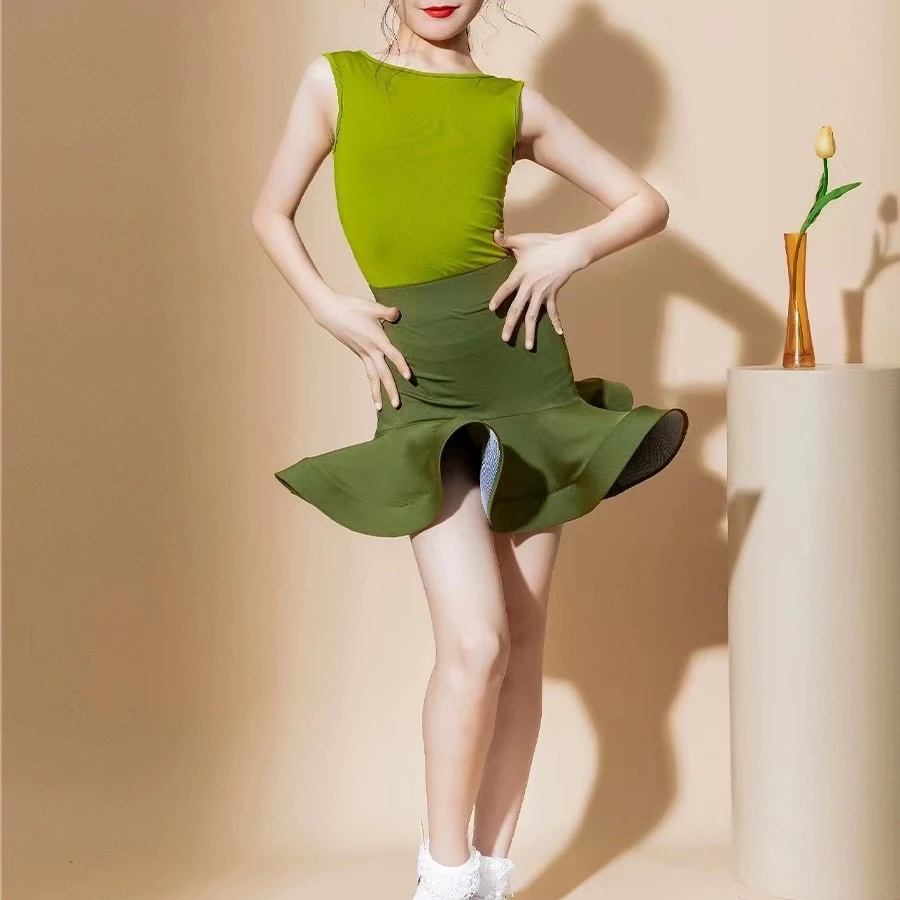 尚裁艺拉丁舞服女儿童2024新款夏季无袖露背训练功服23587