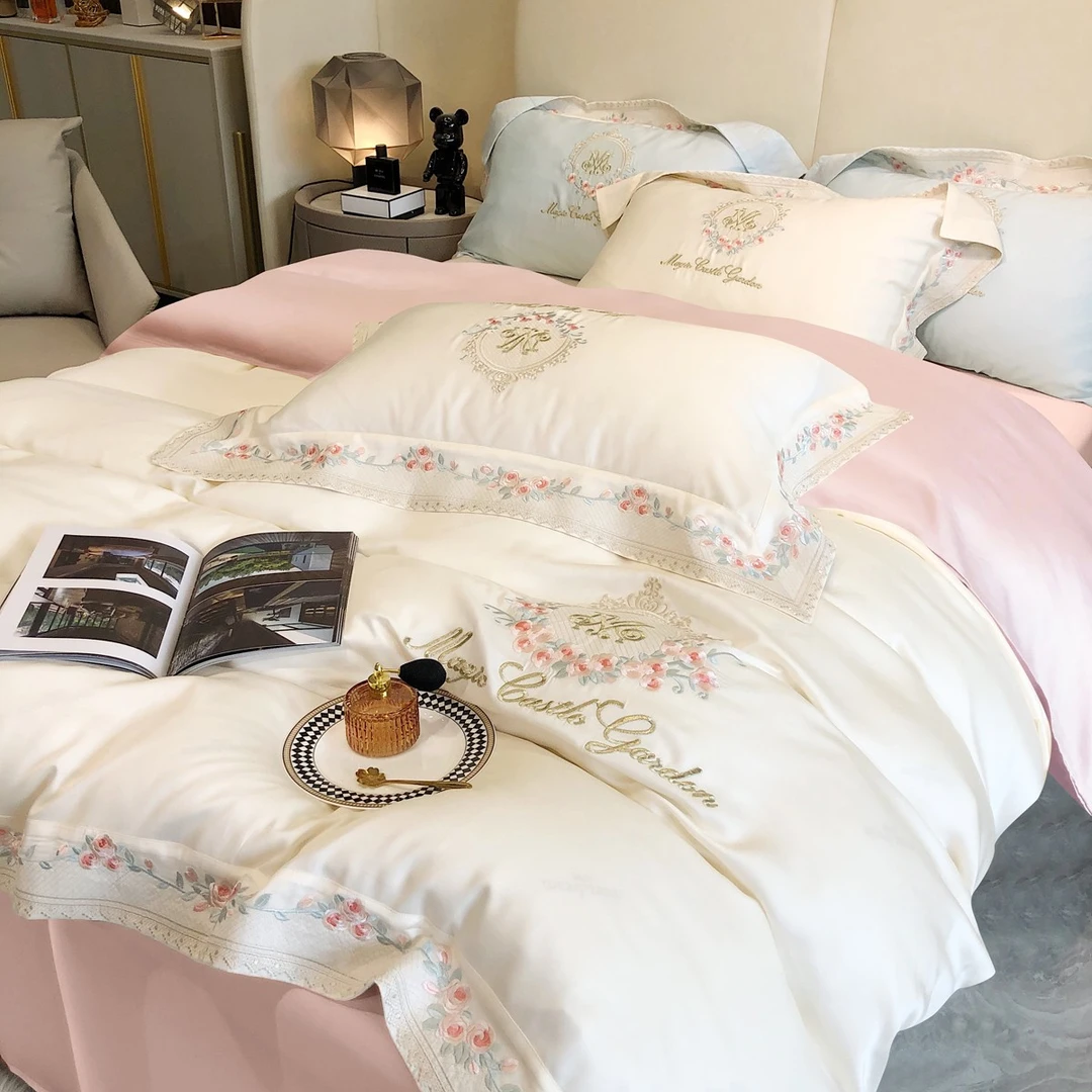 喜兹 梦露 长绒棉四件套全棉纯棉 轻奢重工绣花ins风网红被套床品