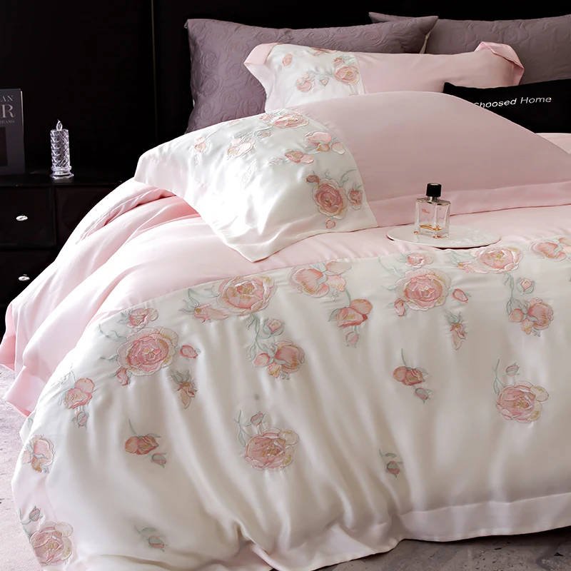 喜兹 晴岛玫瑰 长绒棉四件套全棉春季新款绣花设计师高定床上用品