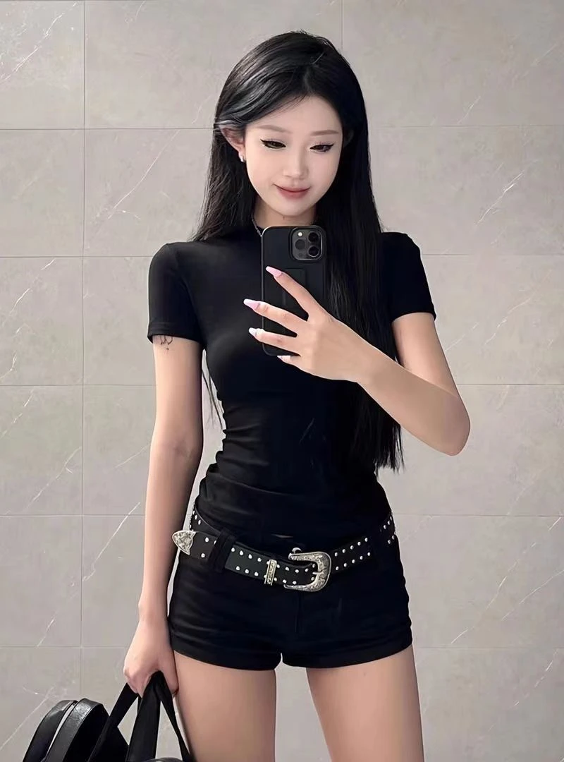 短款t恤女短袖夏季2024新款高级感休闲百搭洋气减龄白色时尚上衣T