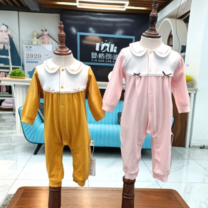 精品童装婴儿连体衣长袖YG662129春秋单层连体爬服女宝长爬