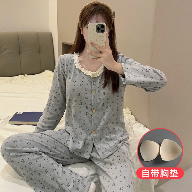 2024新款甜美少女可爱卡通德绒保暖睡衣女秋冬新款长袖长裤家居服