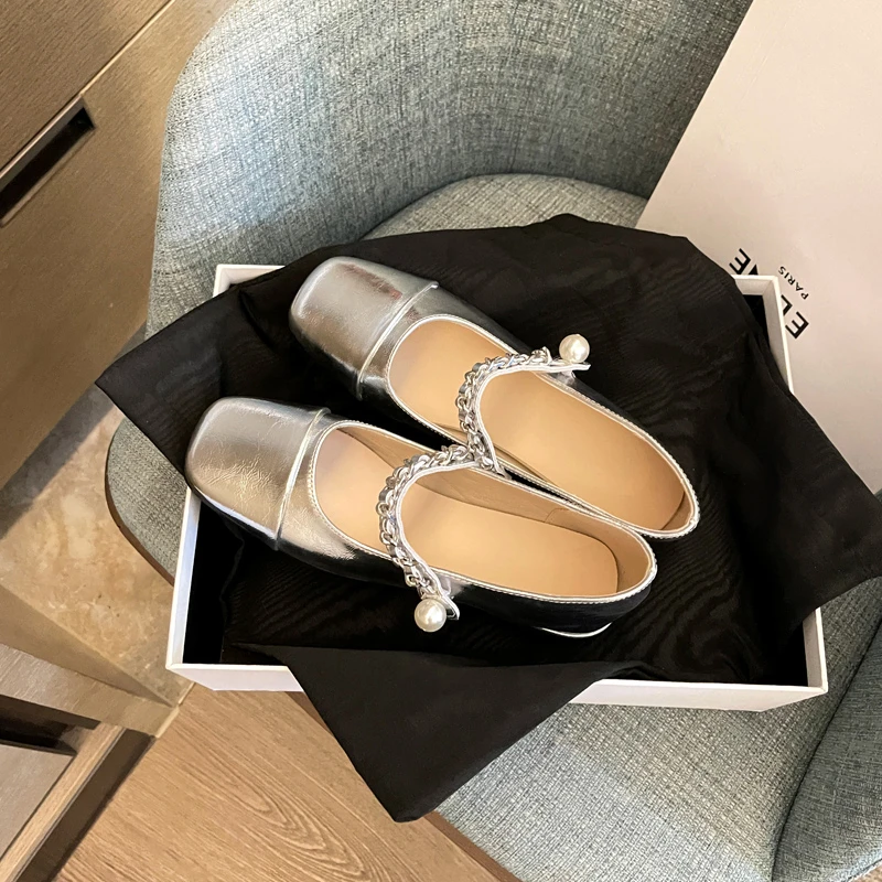 法式玛丽珍女鞋2024夏季新款复古小香风珍珠软底单鞋