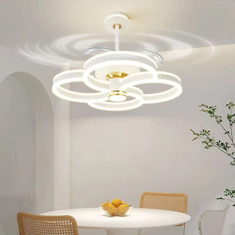 餐厅风扇吊灯卧室吊扇灯变频隐形风扇灯北欧现代简约风扇一体灯