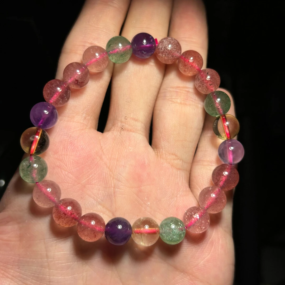 【大志珠宝】G87天然水晶草莓晶手串精美款 多样性发一件