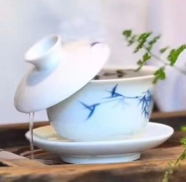 三才白竹悬停盖碗