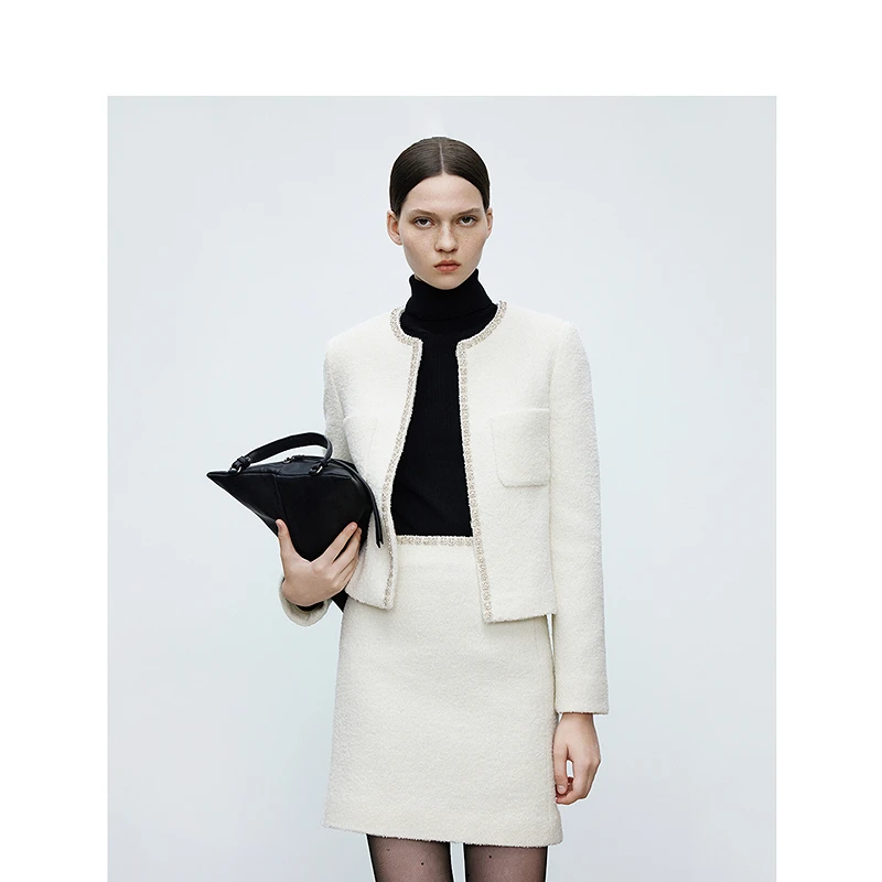 朗姿欧洲EiLEEN ELITEE米兰时装周同款白色上衣2025春新款短外套