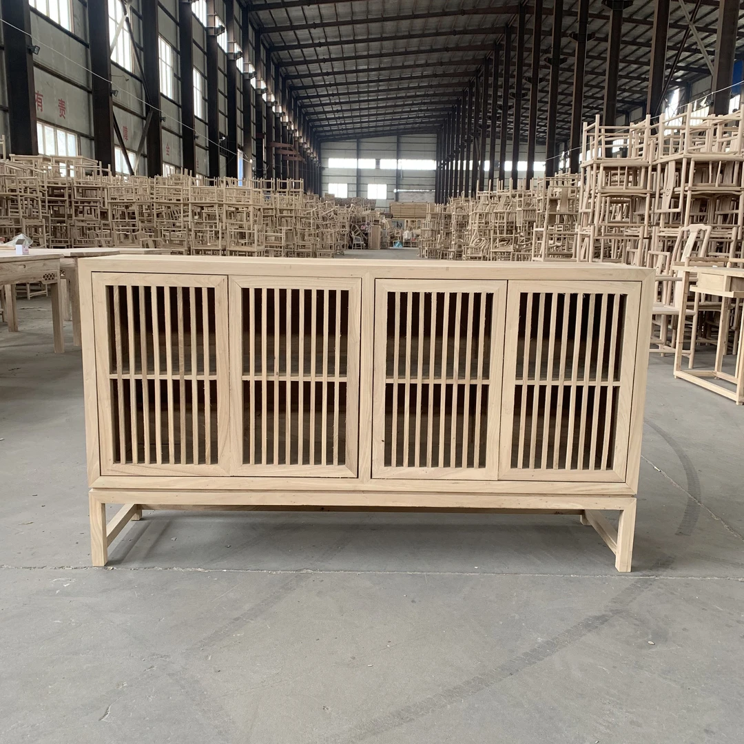 北榆木餐边柜茶柜储物柜新中式收纳柜玄关置物柜实木白胚免漆