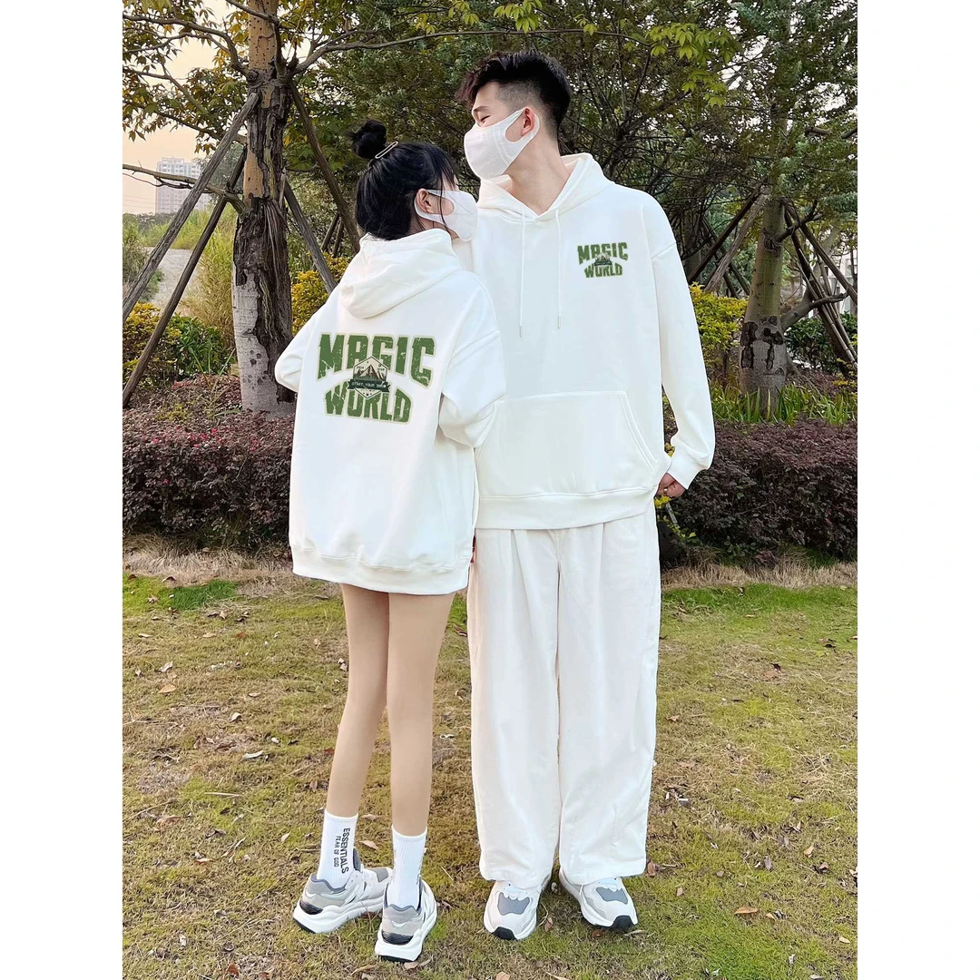 不一样的情侣装卫衣春秋款2024新款高级感网红roora连帽外套装男