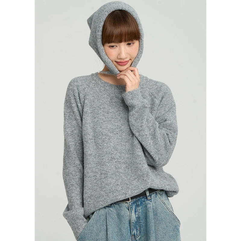 鹿与飞鸟三色长袖针织衫带围巾6415寸