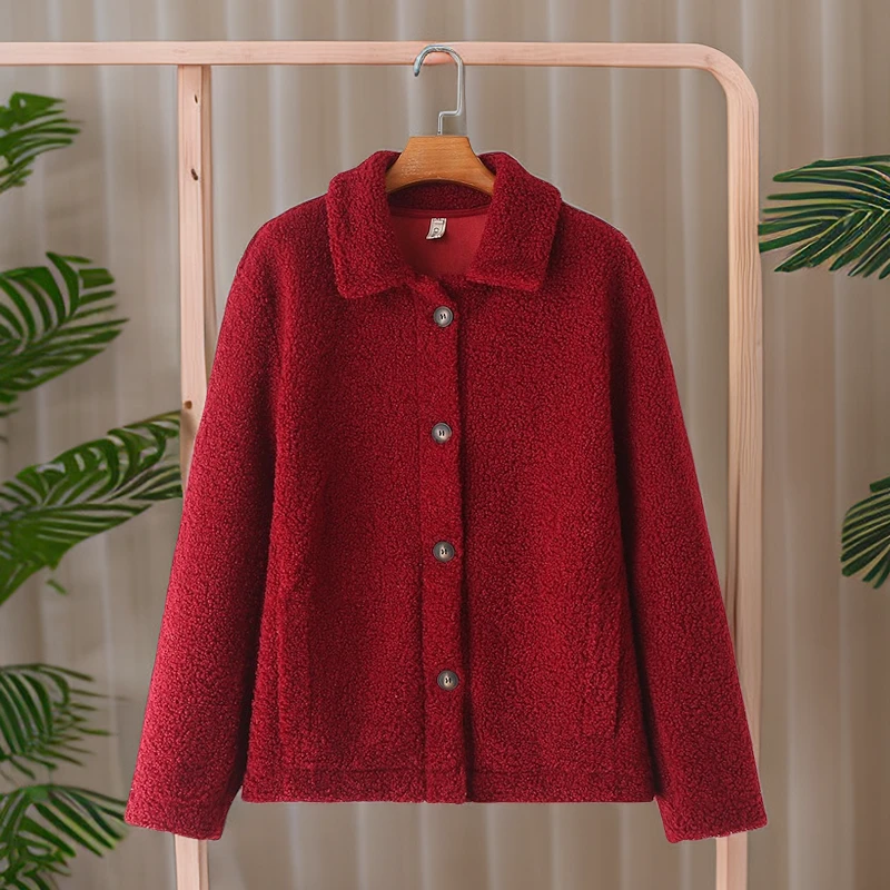 矮胖老人春秋装加肥加大码女妈妈婆婆奶奶摇粒绒短外套开衫厚上衣