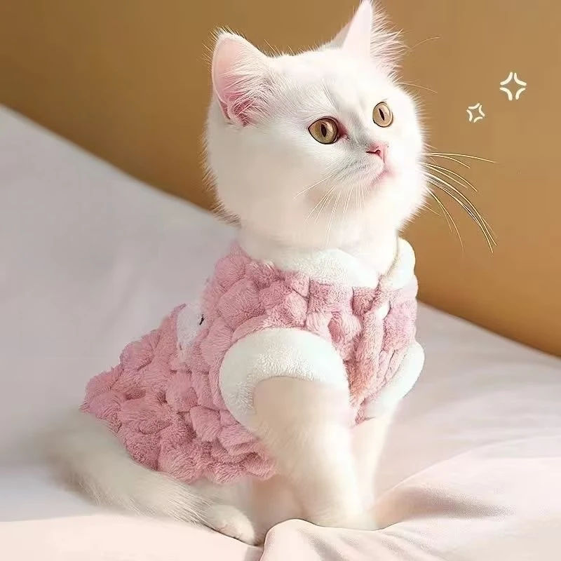 猫咪衣服冬季保暖防掉毛布偶蓝猫英短幼猫宠物狗狗牵引绒衣秋冬装