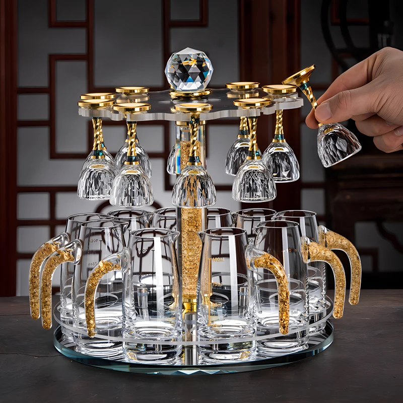 家用白酒杯分酒器套装创意小酒杯一口杯轻奢酒具水晶玻璃酒盅