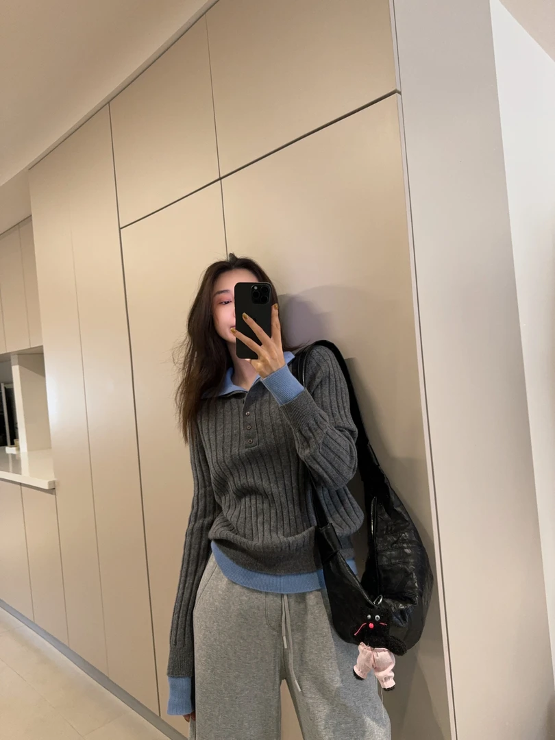 ［IAMMEIYA］-大骨架穿搭 融雪 全羊毛假两件毛衣31028