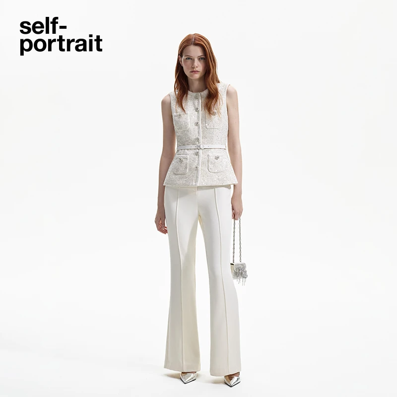 【奥莱】self-portrait 春夏新款卢勒克斯亮片皮呢背心连体裤长裤