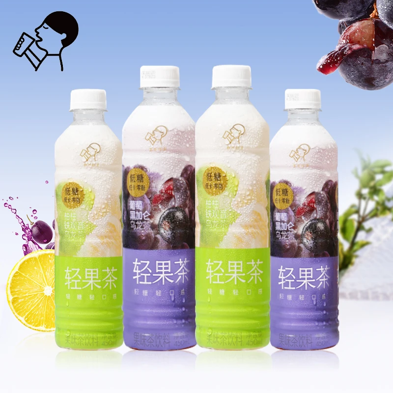 轻喜果茶450ml葡萄黑加仑柚柚铁观音味果汁清香茶饮料整箱饮品