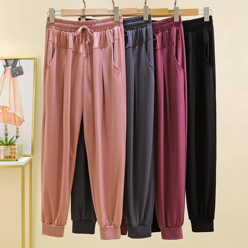 春夏薄款速干宽松显瘦运动裤女束脚跑步健身口袋高腰休闲瑜伽裤子