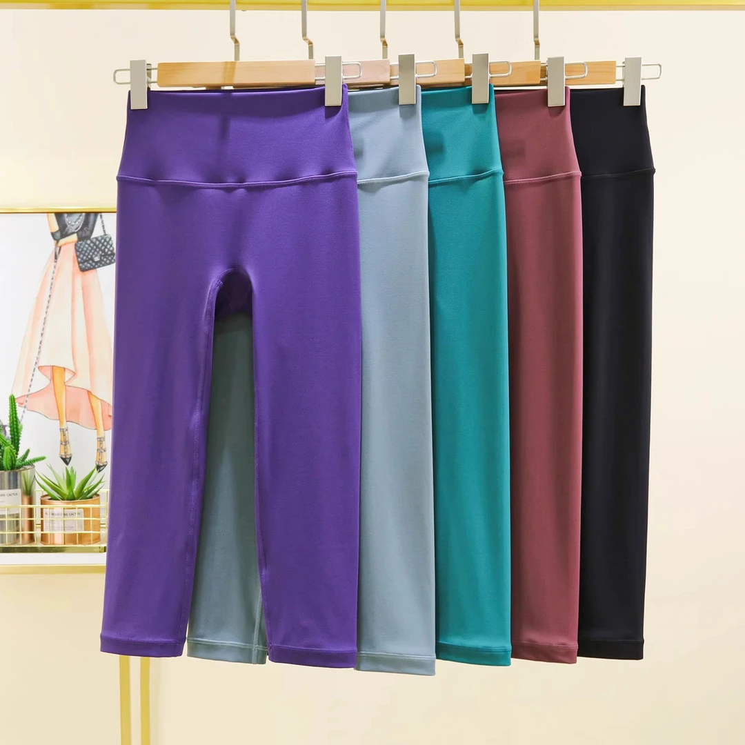 专业高端无尴尬线健身裤女裸感瑜伽裤紧身高腰提臀训练运动七分裤