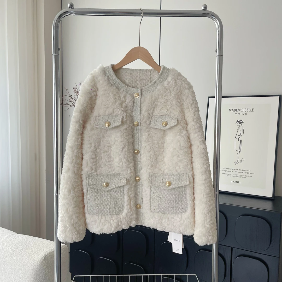 【霜雪初晴】LOOYEA 气质轻奢毛绒秋冬小香风厚外套 1999