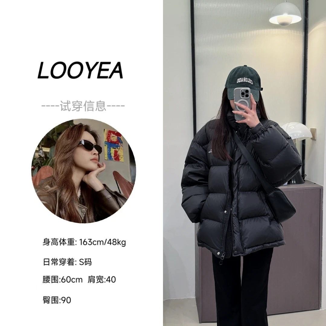 【黑桃契约】LOOYEA 字母印花加厚巨保暖立领羽绒服 3355